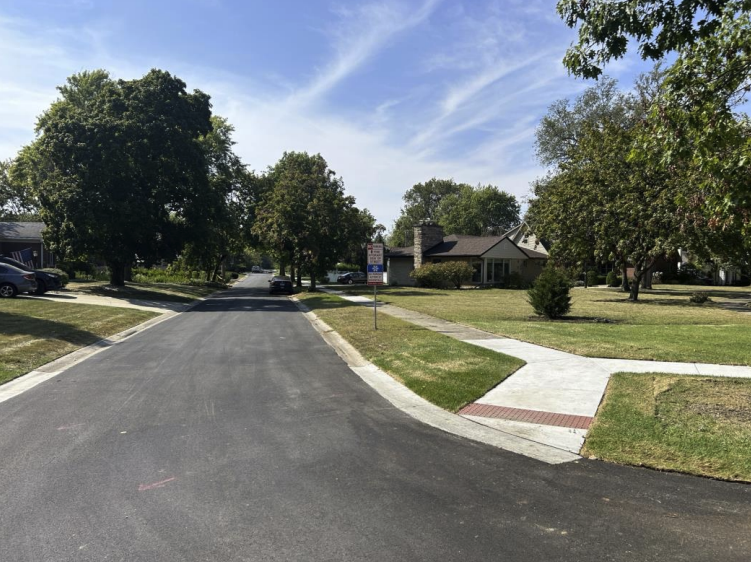 View of newly repaved Brumley Drive