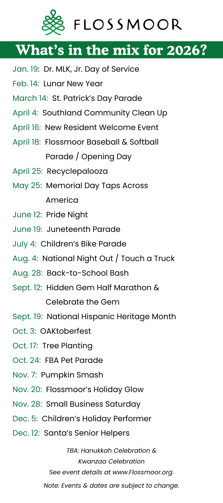 2026 events calendar